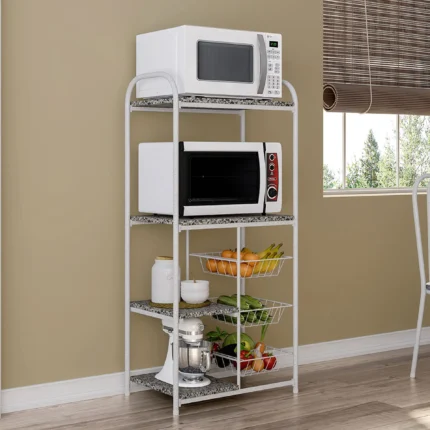 Balcão Fruteira Multiuso Aço com Tampos de Granito 44cm Dallas Fabone - Branco