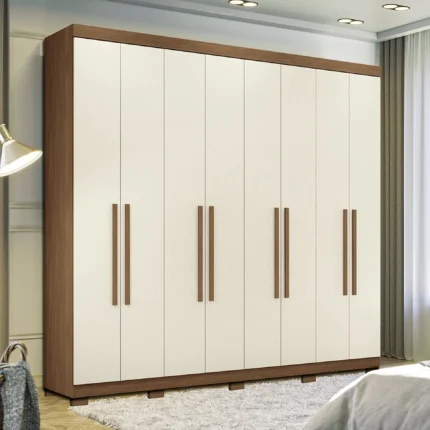 Guarda-Roupa Casal 8 Portas Bater 4 Gavetas Master Santos Andirá - Jatobá/Areia